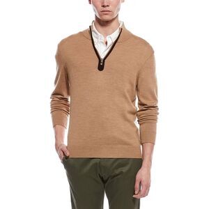 Bruno Magli Mens  Plaited 1/4-Zip Merino Wool Mock Neck Sweater, Multi